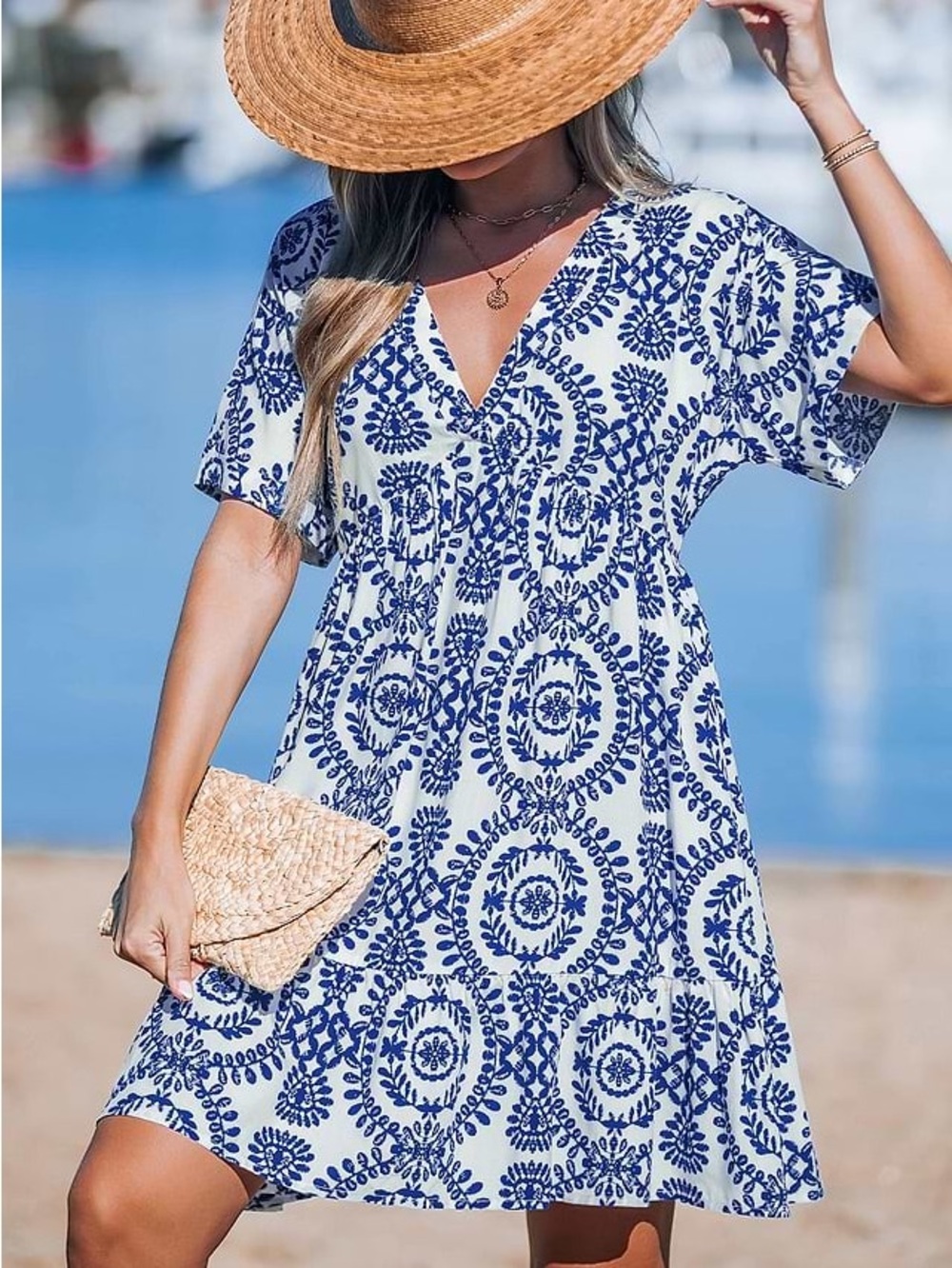 NWT Cupshe Blue Ornate Mini Dress